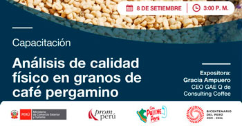 Capacitación online "Análisis de calidad físico en granos de café pergamino" de PromPerú