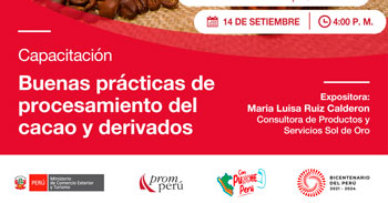 Capacitación online "Buenas prácticas de procesamiento del cacao y derivados" de PromPerú