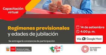 Capacitacion online gratis "Regímenes previsionales y edades de jubilación" del MTPE