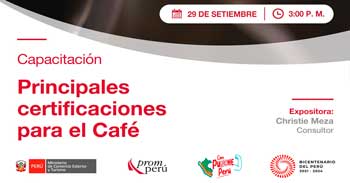 Capacitación online "Principales certificaciones para el Café" de PromPerú