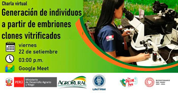 Charla virtual "Generación de individuos a partir de embriones clones vitrificados" de Agro Rural