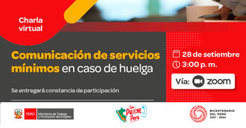 Charla online gratis "Comunicación de servicios mínimos en caso de huelga" del MTPE