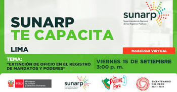 Charla online gratis "Extinción de oficio en el registro de mandatos y poderes." de la SUNARP