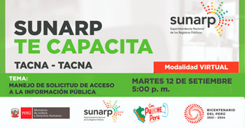 Charla online gratis "Manejo de solicitud de acceso a la información pública" de la SUNARP