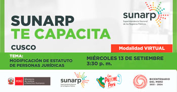 Charla online gratis "Modificación de estatuto de personas jurídicas" de la SUNARP