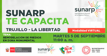 Charla online gratis "Remodelación de predios en zona monumental" de la SUNARP