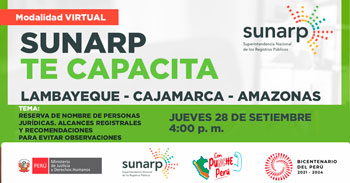 Charla online gratis Reserva de nombre de personas jurídicas, alcances registrales y recomendaciones