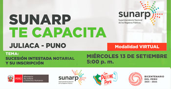 Charla online gratis "Sucesión intestada notarial y su inscripción" de la SUNARP