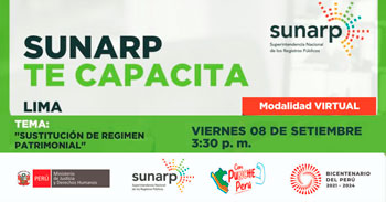 Charla online gratis "Sustitución del régimen patrimonial" de la SUNARP