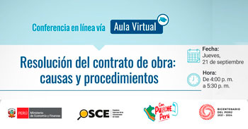 Conferencia online gratis "Resolución del contrato de obra: Causas y procedimientos" del OSCE