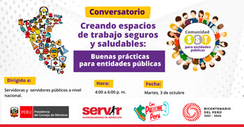 Conversatorio online Creando espacios de trabajo seguros y saludables: Buenas prácticas para entidades públicas