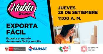 Evento online gratis "Exporta Fácil: Exporta al mundo de manera fácil y sencilla" de la SUNAT