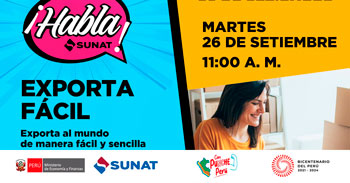 Evento online gratis "Exporta Fácil: Exporta al mundo de manera fácil y sencilla" de la SUNAT
