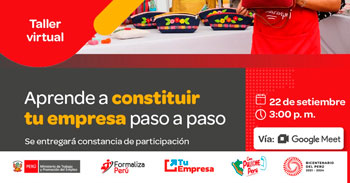 Taller online gratis "Aprende a constituir tu empresa paso a paso"