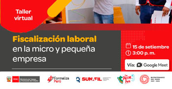 Taller online gratis  "Fiscalización laboral en la micro y pequeña empresa" del (MTPE)