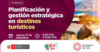 Webinar online "Planificación y gestión estratégica en destinos turísticos" del Mincetur Perú