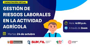 Capacitación online gratis "Gestión de riesgos laborales en la actividad agrícola" de la SUNAFIL