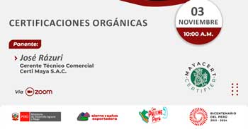 Seminario online gratis "Certificaciones Orgánicas" de Sierra y Selva Exportadora