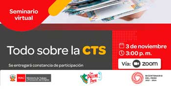 Seminario online gratis "Todo sobre la CTS" del MTPE