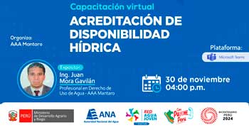 Capacitación online "Acreditación de Disponibilidad Hídrica" de la ANA