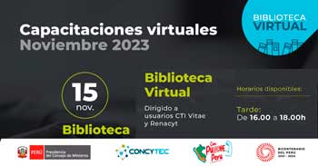 Capacitación online gratis "Biblioteca Virtual" de CONCYTEC