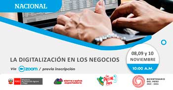 Capacitación online gratis "La Digitalización en los negocios" de Sierra y Selva Exportadora