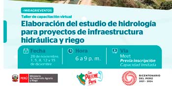 Capacitación online gratis Elaboración del estudio de hidrología para proyectos de infraestructura hidráulica y riego