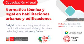 Capacitación online "Normativa Técnica y Legal en Habilitaciones Urbanas y  Edificaciones"