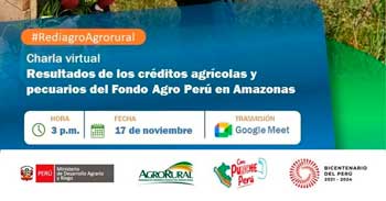 Charla virtual Resultados de los créditos agrícolas y pecuarios del Fondo Agro Perú en Amazonas de Agro Rural