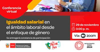 Conferencia online gratis "Igualdad salarial en el ámbito laboral desde el enfoque de género" del MTPE