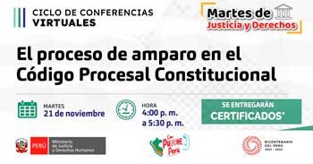 Conferencia online "El proceso de amparo en el codigo procesal constitucional" del MINJUSDH