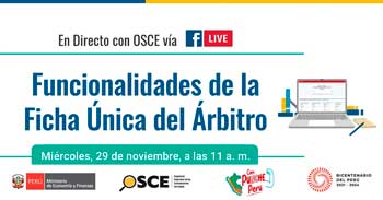 Evento online gratis  "Funcionalidades de la Ficha Única del Árbitro" del OSCE