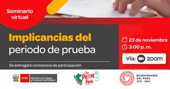Seminario online gratis "Implicancias del periodo de prueba" del MTPE