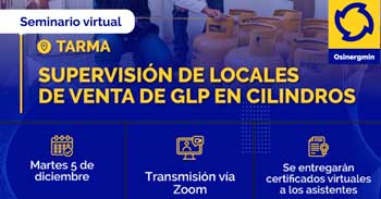 Seminario online "Supervisión de locales de venta de GLP en cilindros" del OSINERGMIN