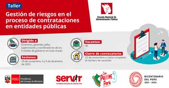 Taller online "Gestión de riesgos en el proceso de contrataciones en entidades públicas"