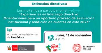 Webinar online "Experiencias en liderazgo directivo" del MINEDU
