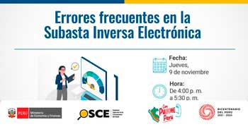 Webinar online gratis "Errores frecuentes en Subasta Inversa Electrónica" del OSCE