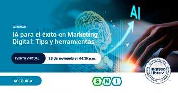 Webinar online gratis "IA para el éxito en Marketing Digital: Tips y herramientas" de SNI