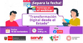 Webinar online gratis "Transformación Digital desde el estado" del SERVIR