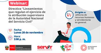 Webinar online Lineamientos que regulan el ejercicio de la atribución supervisora del SERVIR