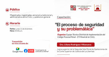 Capacitación online "El proceso de seguridad y su problemática"  de la CSJLL