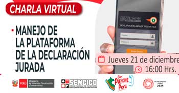 Charla online gratis "Manejo de la plataforma de Declaración Jurada Telemática" del SENCICO
