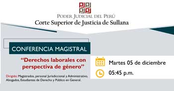 Conferencia online "Derechos laborales con perspectiva de género" de la Corte Superior de Justicia de Sullana