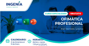 Curso online gratis "Ofimática Profesional: Excel , Word y Power Point" de INGENIA CYC