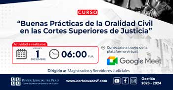 Curso online "Buenas Prácticas de la Oralidad civil en las Cortes Superiores de Justicia"