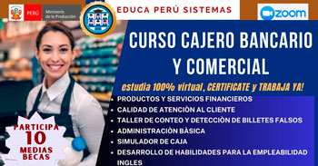 Cursos gratis online "Cajero bancario y comercial"de EDUCA PERÚ SISTEMAS