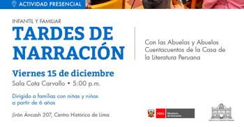 Evento presencial "Tardes de narración" de la Casa de la Literatura Peruana