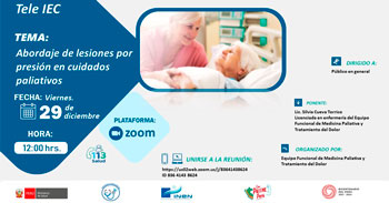 Evento online "Abordaje de lesiones por presión en cuidados paliativos" del INEN