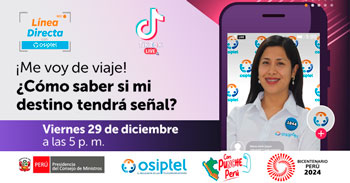 Evento online gratis "¡Me voy de viaje! ¿Cómo saber si mi destino tendrá señal?" del OSIPTEL