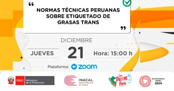 Evento online "Norma técnica peruana sobre etiquetado de grasas trans" del INCAL